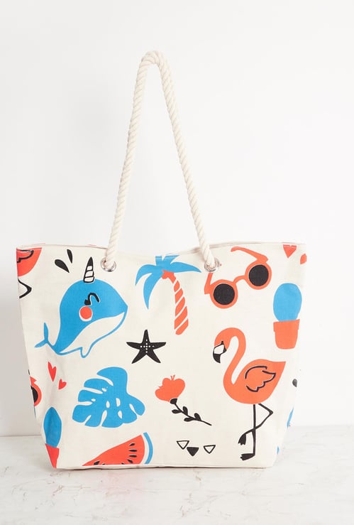 Corsica Printed Cotton Shopping Tote Bag