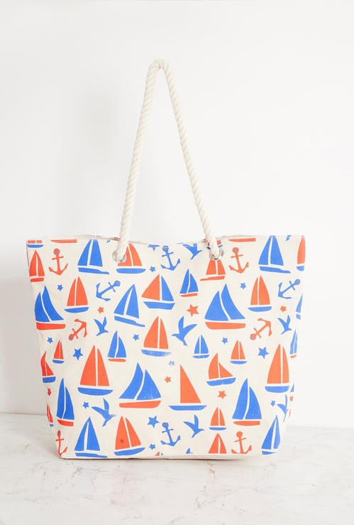Corsica Printed Cotton  Canvas Shopping Tote Bag