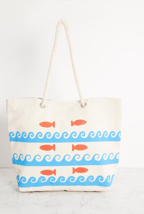 Corsica Printed Cotton Canvas Shopping Tote Bag