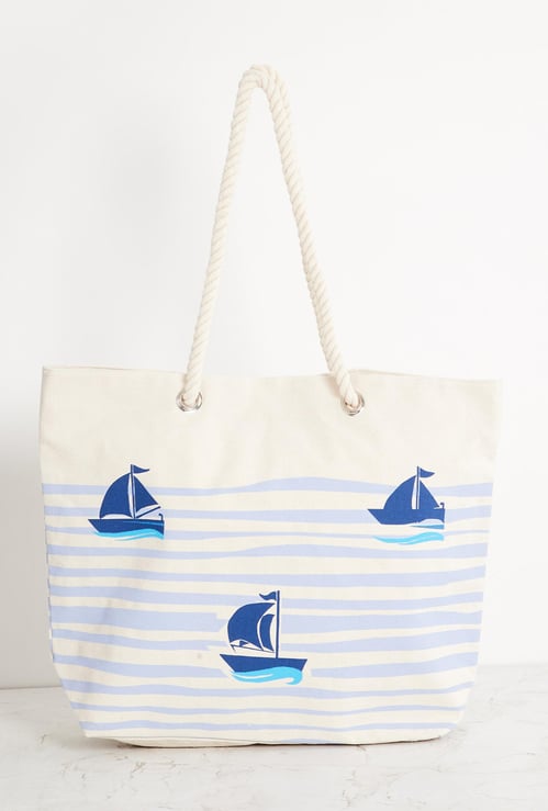 Corsica Printed Cotton Canvas Shopping Tote Bag