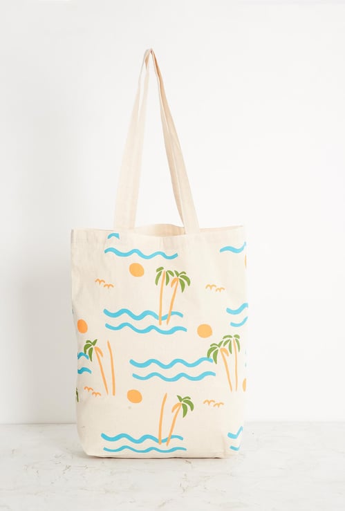 Corsica Printed Cotton Shopping Tote Bag