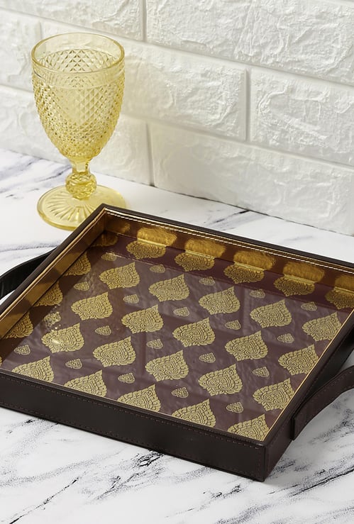 INDIA CIRCUS Spade Rangoli Motifs Leather Tray