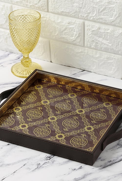 INDIA CIRCUS Printed Damask Print Leather Tray