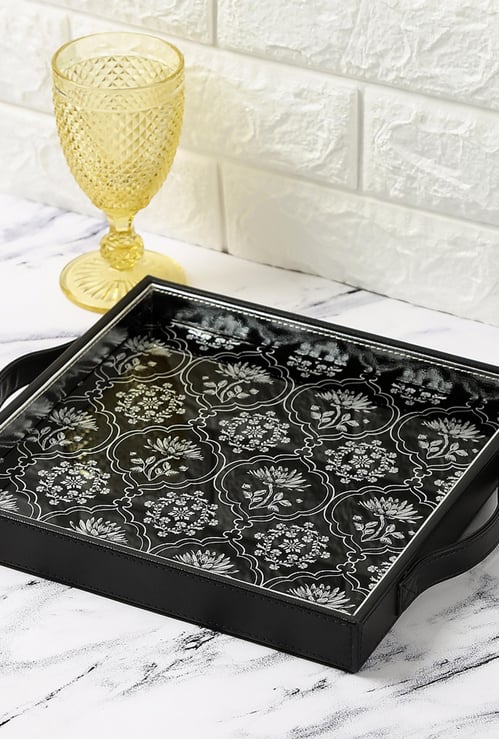 INDIA CIRCUS Monochrome Lotus Reiteration Leather Tray