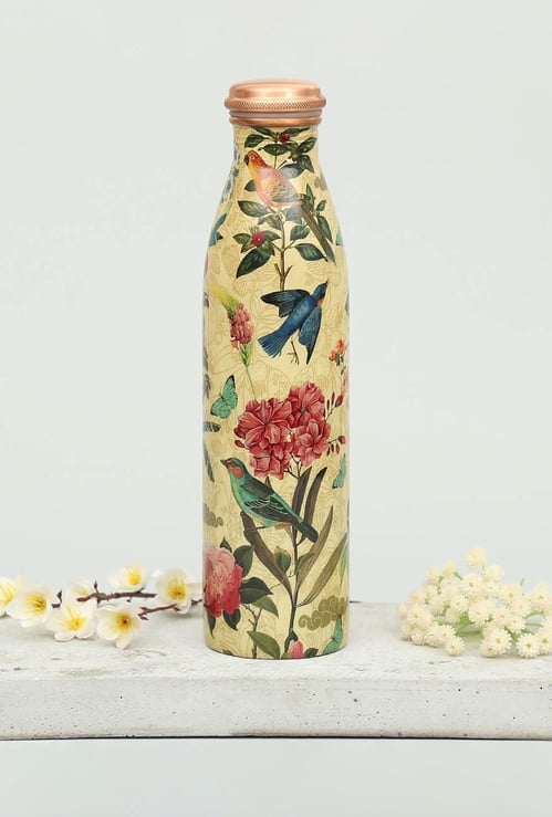 India Circus Bird Land Printed Copper Water Bottle - 950 ml