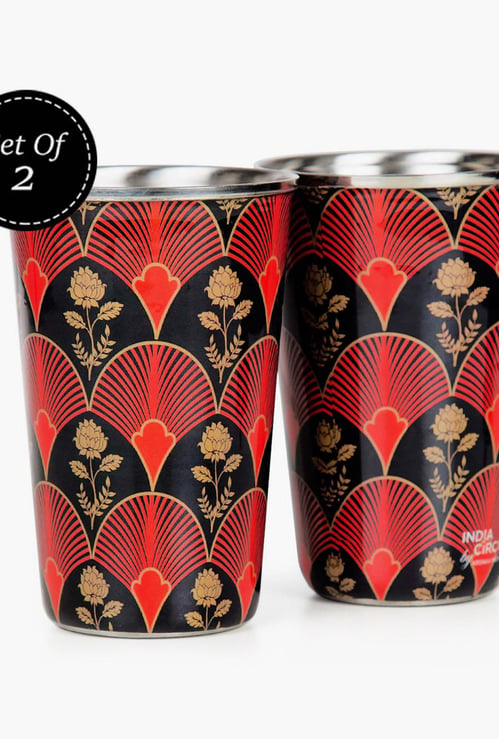 INDIA CIRCUS Fans of Blossom Steel Tumbler - Set of 2