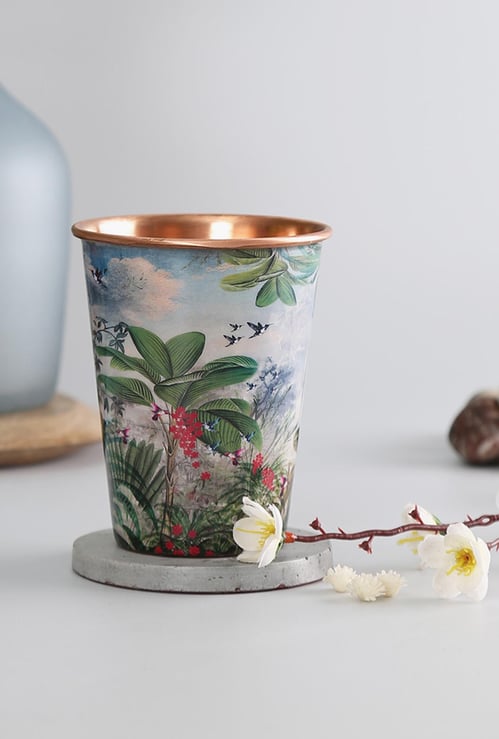 INDIA CIRCUS Printed Tropical View Small Copper Tumbler