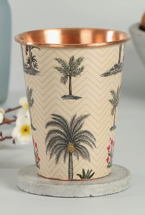INDIA CIRCUS Chevron Palms Printed  Copper Tumbler