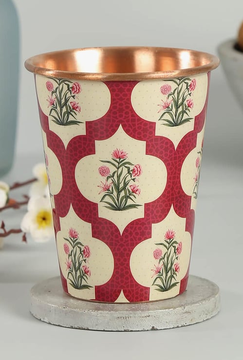 INDIA CIRCUS Printed Poppy Flower Scarlet Copper Tumbler