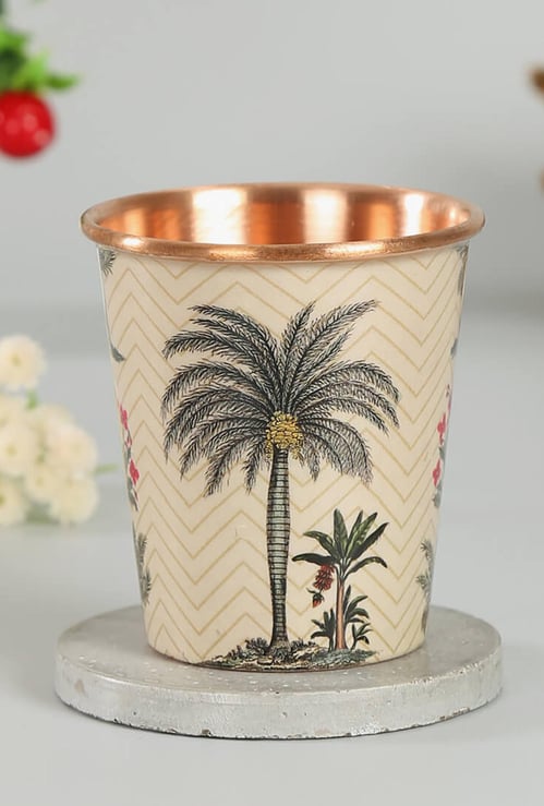 INDIA CIRCUS Printed Chevron Palms Small Copper Tumbler