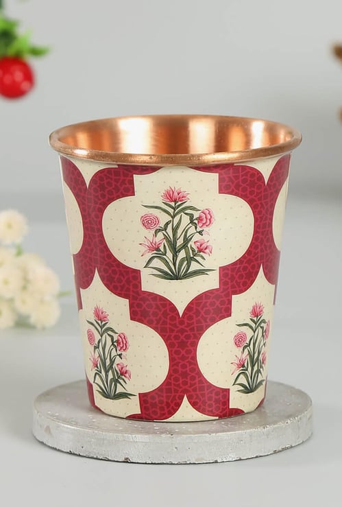 INDIA CIRCUS Printed Poppy Flower Scarlet Small Copper Tumbler