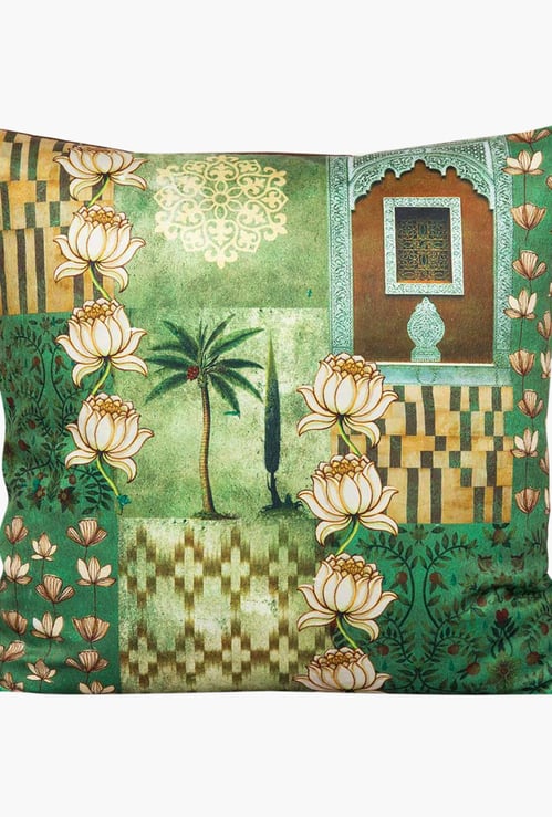 INDIA CIRCUS Tiled Lotus Cushion Cover - 40.64 x 40.64 cm