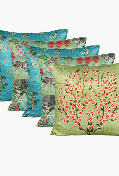 INDIA CIRCUS Bougainvillea Delights Cushion Cover - Set of 5 - 40.64 x 40.64 cm