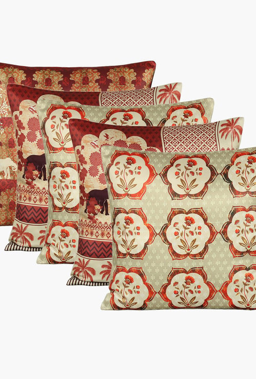 INDIA CIRCUS Printed Cushion Cover - Set of 5 - 40.64 x 40.64 cm