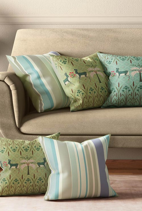 INDIA CIRCUS Geometrical Deer Cushion Cover - Set of 5 - 40.64 cm x 40.64 cm