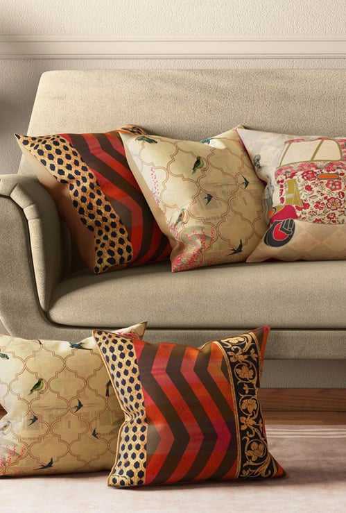 INDIA CIRCUS The Mughal Rickshaw Cushion Cover - Set of 5 - 40 x 40 cm