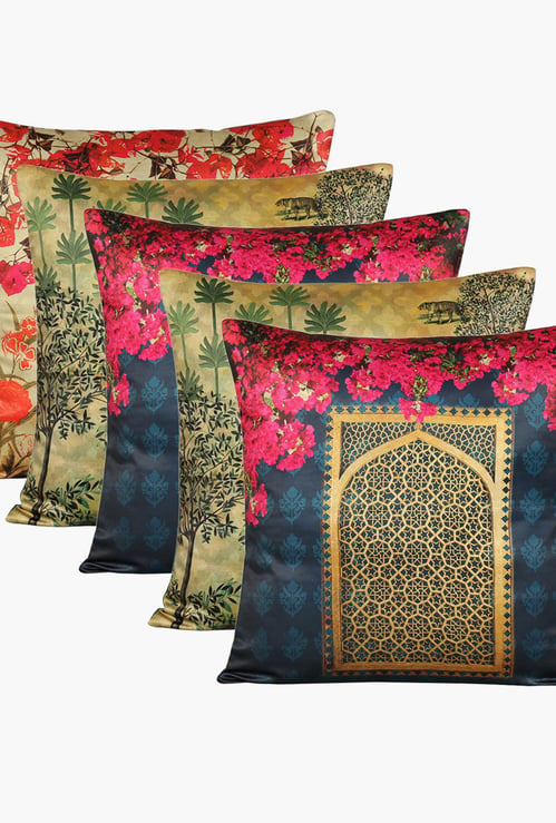 INDIA CIRCUS Printed Cushion Cover - Set of 5 - 40.64 x 40.64 cm