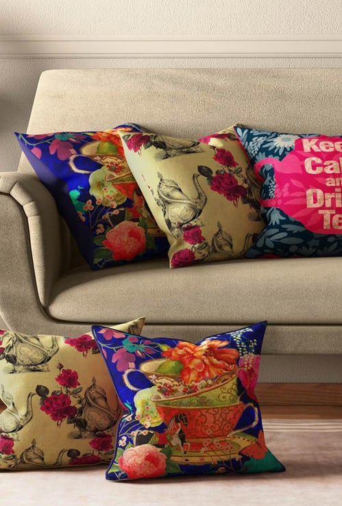 INDIA CIRCUS Printed Cushion Cover - Set of 5 - 40.64 x 40.64 cm