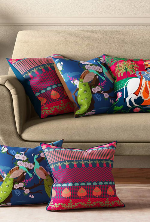 INDIA CIRCUS Krishna Baugh Cushion Cover - Set of 5 - 40.64 x 40.64 cm
