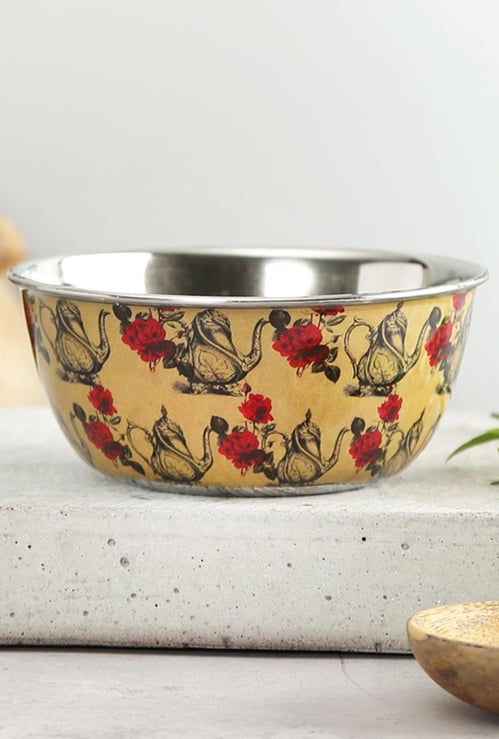 INDIA CIRCUS Printed Mystic Rose Kettles Steel Katori