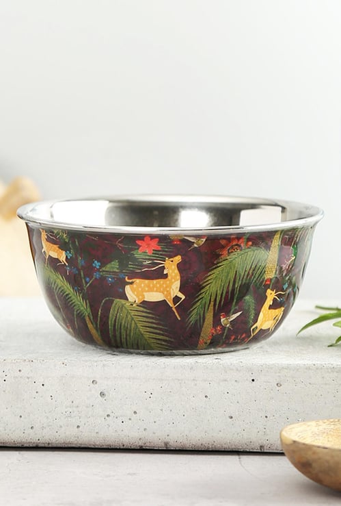 INDIA CIRCUS Printed Forest Fetish Steel Katori