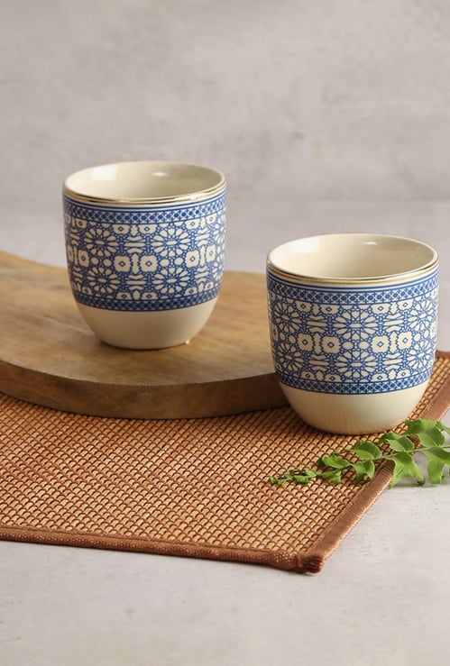 INDIA CIRCUS Printed Flight of Birds Chai Kulhad - Set of 2