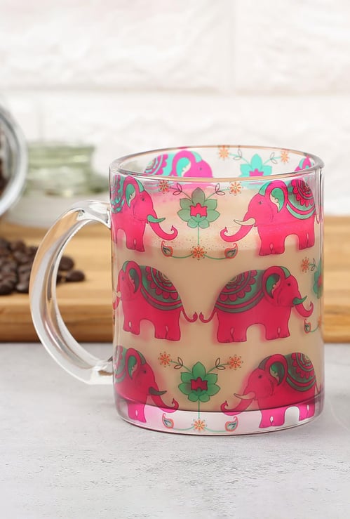 INDIA CIRCUS Printed Violet Mastodon's Jamboree Glass Mug