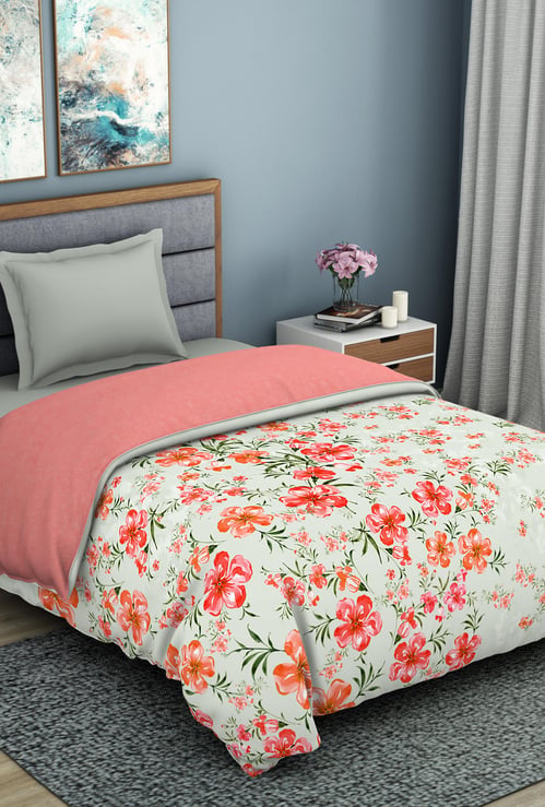 SPACES Organic Cotton Floral Printed Single Bed Quilt - 150 x 218 cm