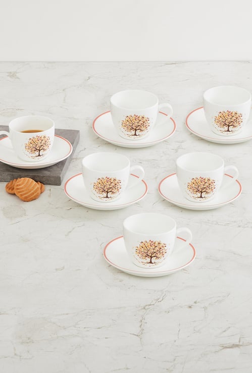 Mandarin Homespun Cup And Saucer - Set of 6