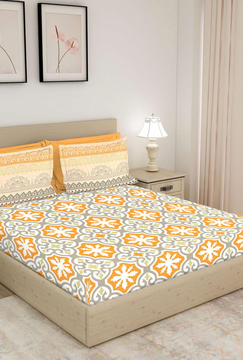 LAYERS Bologna Printed 3-Pc. King-Size Bedsheet Set - 274 x 274 cm
