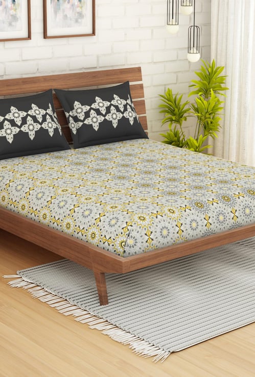 SPACES Atrium Printed 3-Pc. Queen Size Bedsheet Set - 254 x 274 cm