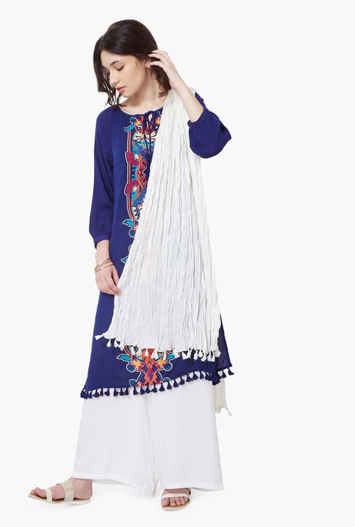 MELANGE Solid Scrunched Dupatta