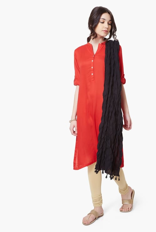 MELANGE Solid Scrunched Dupatta