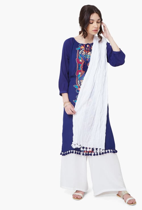 MELANGE Solid Scrunched Dupatta