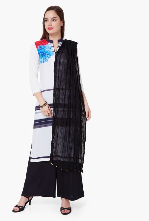 MELANGE Solid Scrunched Dupatta