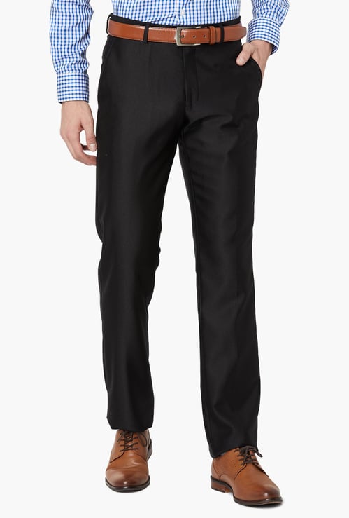 LOUIS PHILIPPE Solid Low Rise Slim Fit Trousers