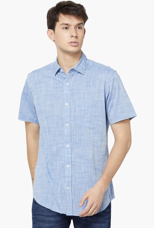COLORPLUS Slim Fit Slub Weave Casual Shirt     