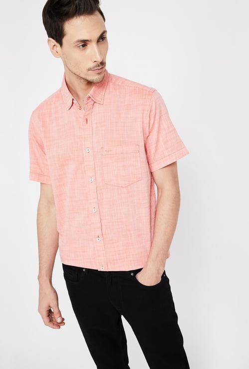 COLORPLUS Slim Fit Yarn Dyed Short-Sleeve Shirt     