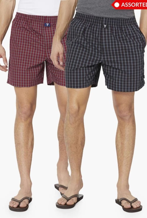 VAN HEUSEN Checked Boxer Shorts - Pack of 2 - ASSORTED Colour & Design