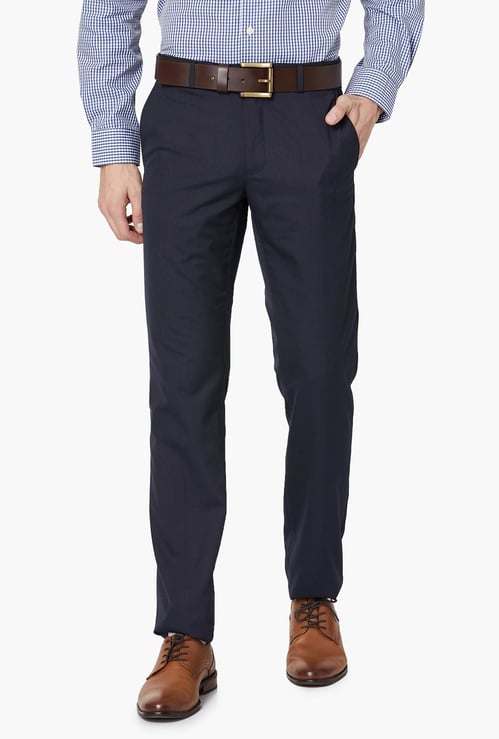 VAN HEUSEN Solid Slim Fit Formal Trousers