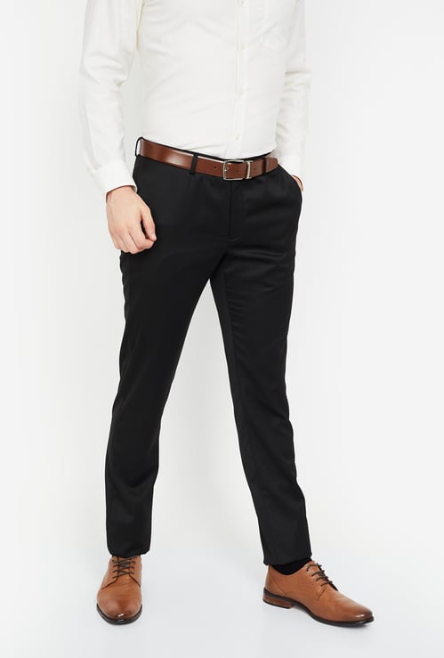 BLACKBERRYS Solid Flat Front Slim Fit Trousers