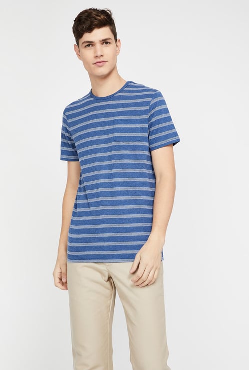 CELIO Slim Fit Striped Crew-Neck T-shirt     