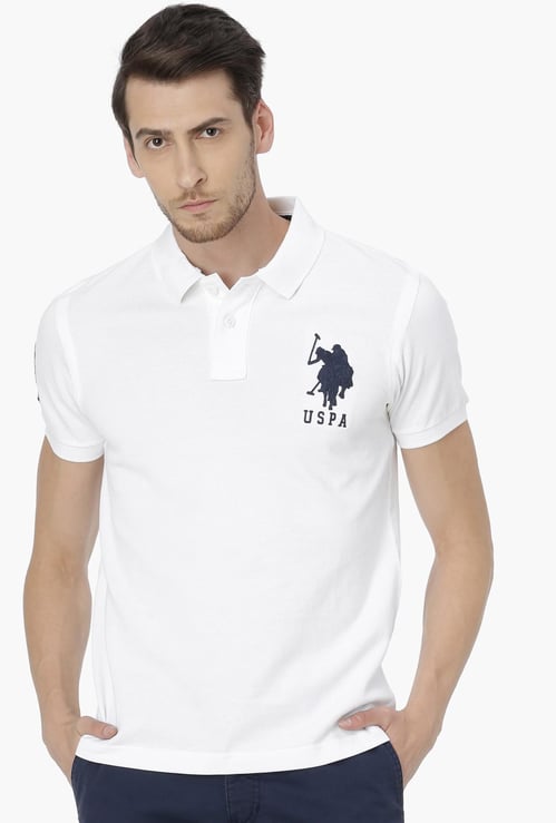 US POLO ASSN Men Solid Regular Fit Polo T-shirt