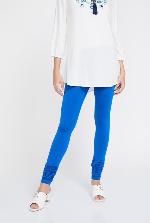 MELANGE Solid Stretch Churidar Leggings