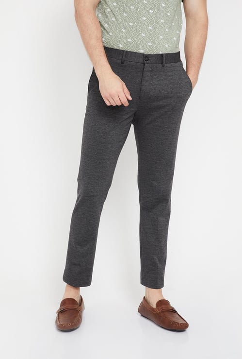CODE Patterned Flat-Front Cropped Trousers
