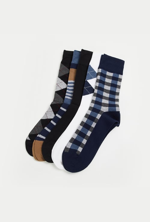 BONJOUR Men Assorted Calf Length Socks - Pack of 5