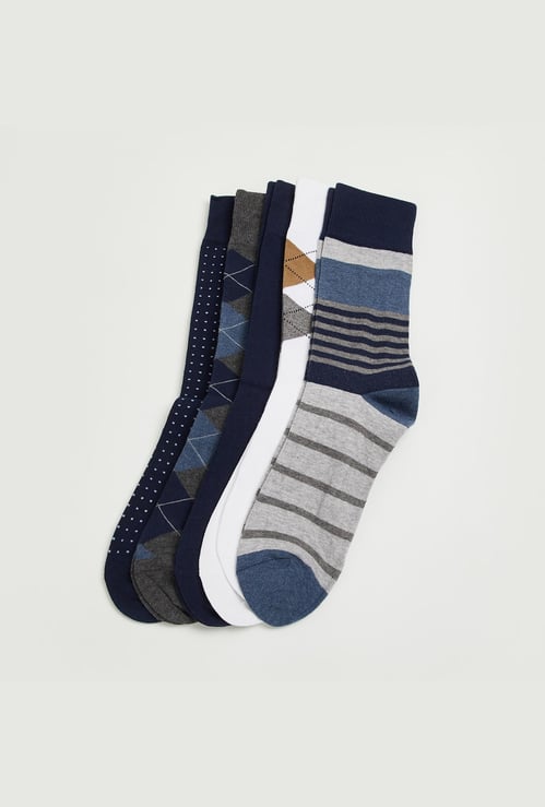BONJOUR Men Assorted Calf Length Socks -Pack of 5