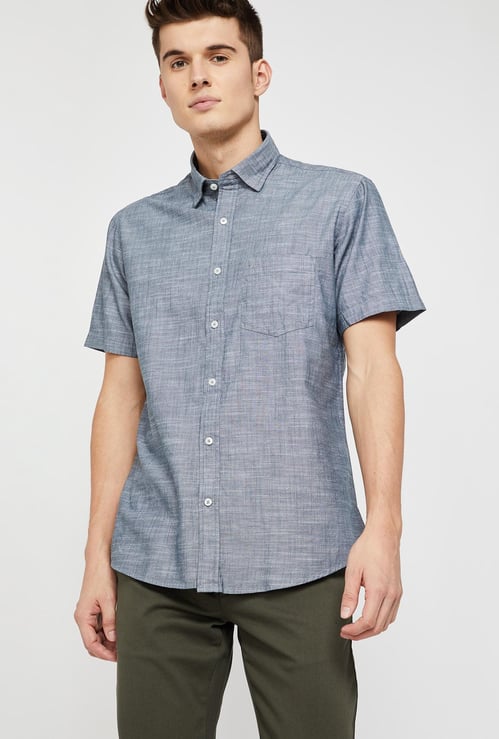 COLORPLUS Slim Fit Short Sleeve Slub Shirt