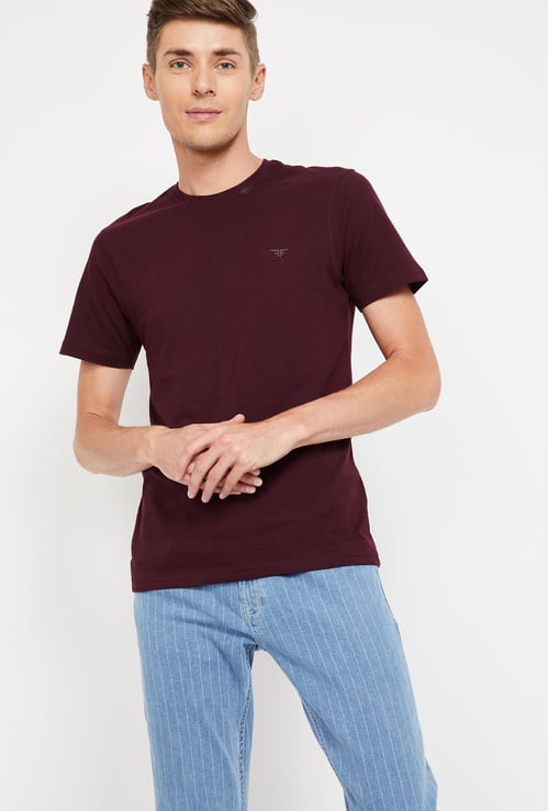 FAME FOREVER Solid Regular Fit Crew-Neck T-shirt