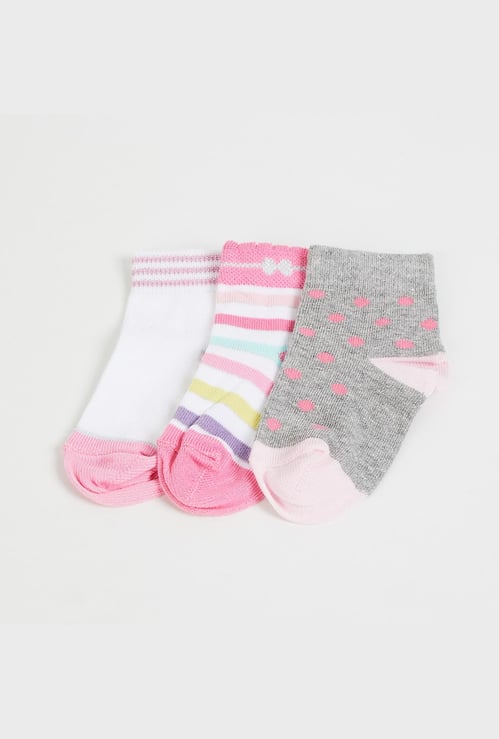 FAME FOREVER Girls Printed Ankle Length Socks - Set of 3